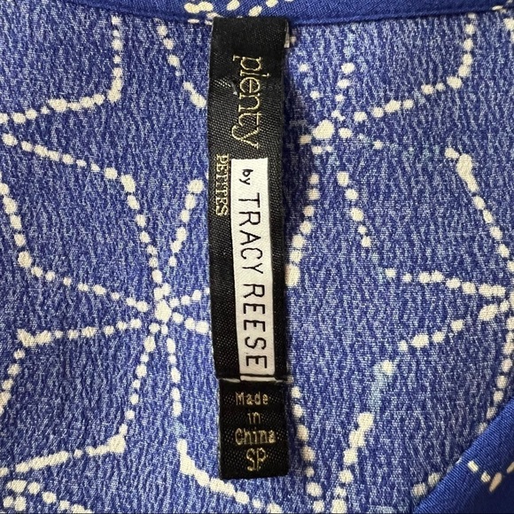 Plenty by Tracy Reese Blue Pinwheel Print Faux Wrap Asymmetrical Ruffle Dress S - Picture 10 of 10